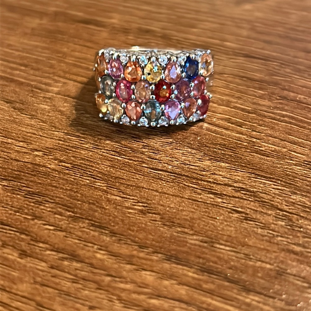 Sterling silver multi gemstone ring